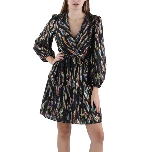 JULIA JORDAN  Size 4
Womens Metallic Above Knee Wrap Dress - Picture 7 of 8